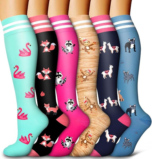 6 Pack Copper Compression Socks for Women and Men Circulation-Best Support for Medical, Running,Nursing,Athletic