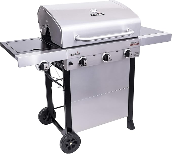 Char-Broil® Performance Series™ TRU-Infrared Cooking Technology 3-Burner with Side Burner Cart Propane Gas Stainless Steel Grill - 463370719
