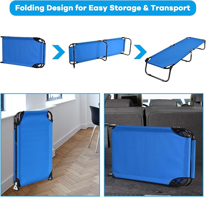 GYMAX Folding Camping Cot, Portable Ultralight Compact Sleeping Cot Bed for Adults with Oxford Fabric, for Outdoor Travel Backpacking Hiking Patio Home Office, 330LBS