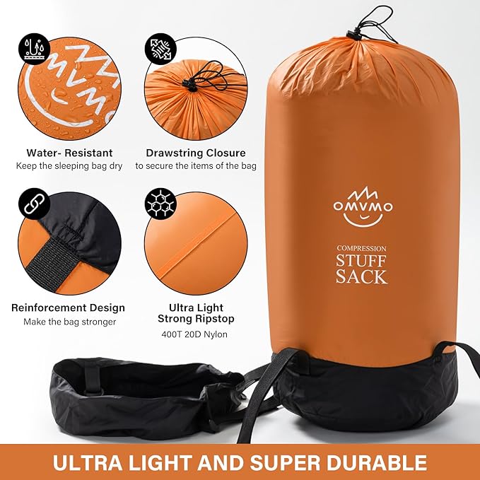 Compression Sack, 12L/19L/32L/46L/53L Water-Resistant Sleeping Bag Stuff Sack,Anti-Tear Ultra Light 400T 20D Nylon Storage Bag,Space Saving Gear for Camping Hiking Travel 1Pcs