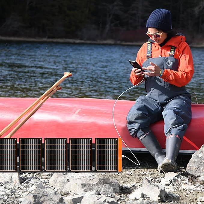 FlexSolar 60W Portable Solar Panels Chargers with PD3.0 USB-C,QC3.0 USB-A and DC Outputs Foldable IP67 Waterproof Power Emergency Camping for Small Power Station Generator,Phones, Power Banks, Tablets