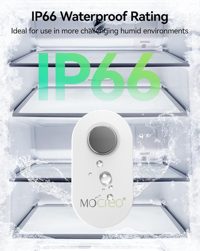 WiFi Remote Refrigerator Thermometer, 1/3 Mile Long Range Freezer Alarm, IP66 Waterproof, App Email Alert, with Digital Monitor Hub, 1 Smart Wireless Temperature Sensor for Kitchen, Fridge, RV