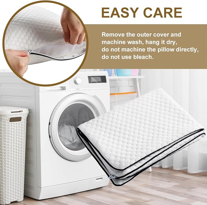 Ivellow Travel Pillow Cooling Camping Pillow for Sleeping Compressible Shredded Memory Foam Pillow Compact Firm Supportive Pillow for Adults Kids Outdoor Backpacking Hiking Essential Gear White M