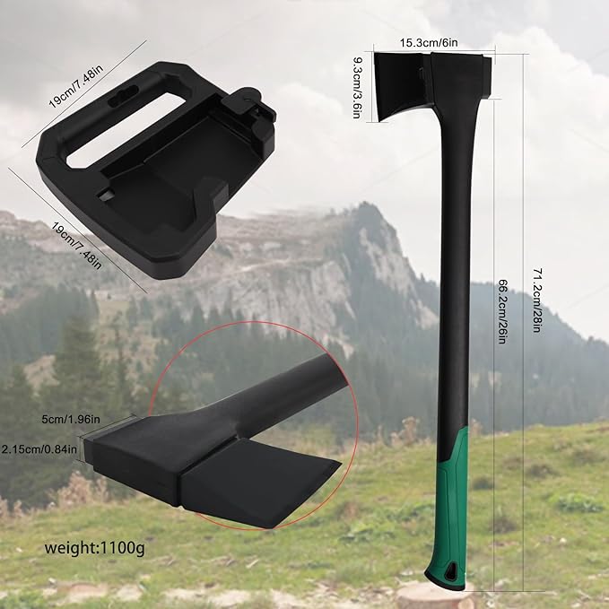 Camping Hatchet 28 Inch,Survival Hatchet Tactical for Wood Chopping and Kindling,Hatchet Axewith V Grind Blade, Lightweight Nylon Fiber Handle,for Outdoor Survival, Gardening, Hiking (L)