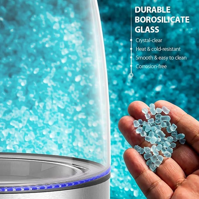 AZEUS Fast Boil Electric Water Kettle, 1.8L Large Capacity with Auto Shut-Off and Boil-Dry Protection, BPA-Free Borosilicate Glass &Stainless Steel