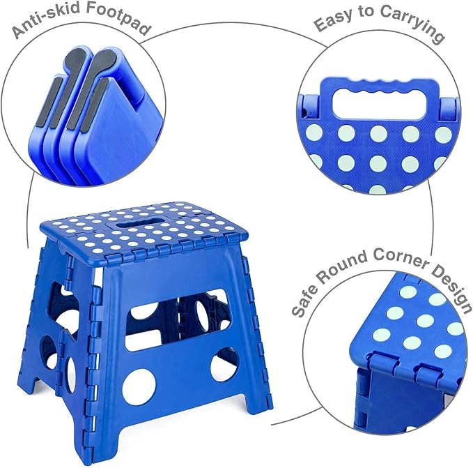 ACKO Folding Step Stool -13 inch Height Premium Heavy Duty Foldable Stool for Kids and Adults, Kitchen Garden Bathroom Stepping Stool