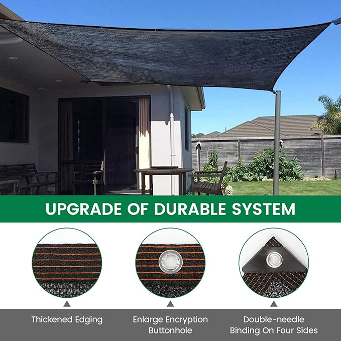 70% 20 X 20 FT Black Shade Cloth, Outdoor Sunblock Shade Cloth with Grommets, Durable Sun Shade Netting Shading Antifreezing for Patio, Garden, Plants Cover, Greenhouse, Barns, Dog Kennel