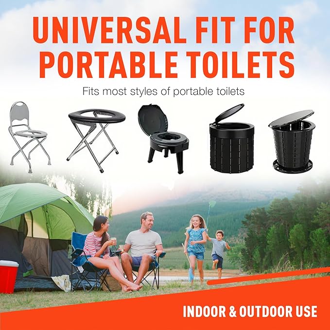 Firebelly Outfitters Portable Toilet Bags for 5 Gallon Bucket - 80 Biodegradable Camping Poop Bags - Leak-Proof, Durable Waste Bags for Outdoor, RV, & Emergency Use - Easy Disposal