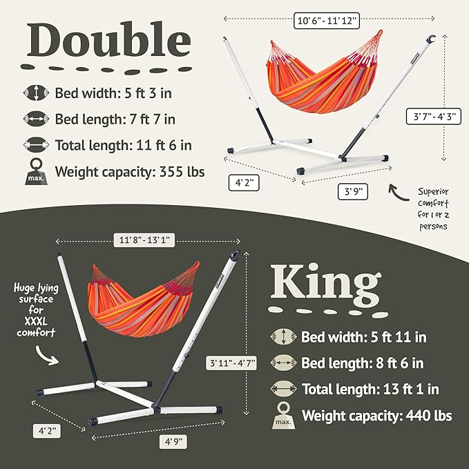 LA Siesta Brisa Classic Hammock, Handmade, Weather-Resistant, Tear-Resistant Hammock for Indoor & Outdoor Relaxation, Size-Double - Toucan