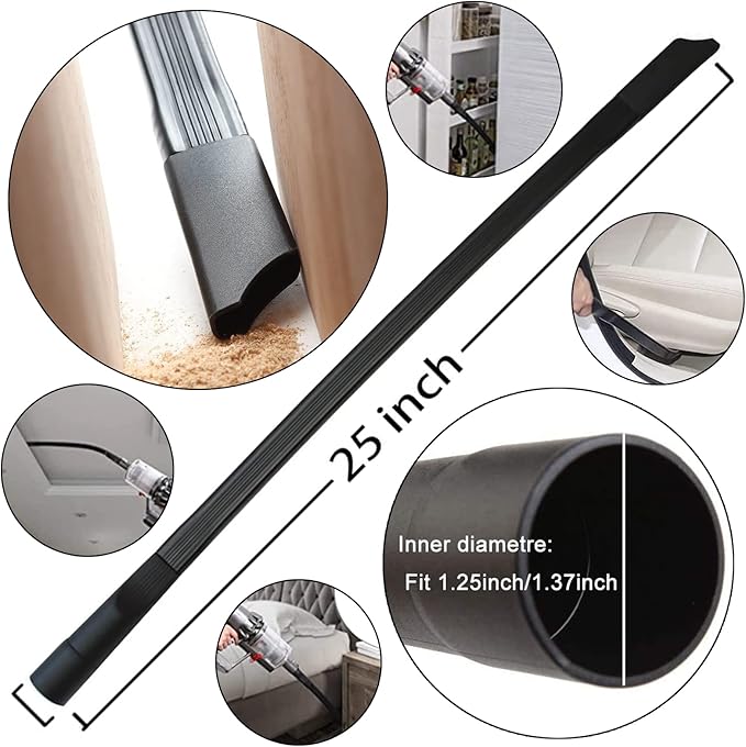 13PCS Universal Vacuum Attachment Kit Wet Dry Plastic Vacuum Hose Adapter 1-1/4" Vacuum Cleaners Accessories with Horse Hair Brush Extension Wand Flexible Crevice Tool Adapter for Shop Vac Accessories