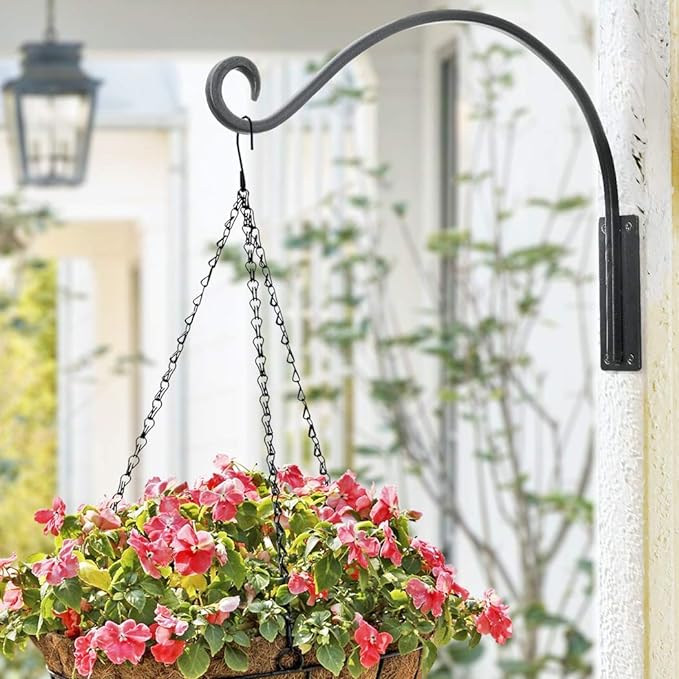 Heavy Duty Plant Hanger Bracket - Outdoor Hand-Forged Hanging Plant Bracket Durable and Stable Bird Feeder Hanger