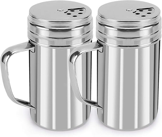 Accmor 13oz Salt and Pepper Shakers with Adjustable Pour Holes, Stainless Steel Dredge Shaker, Seasoning Spice Shakers for Salt Pepper Cinnamon Sugar Flour