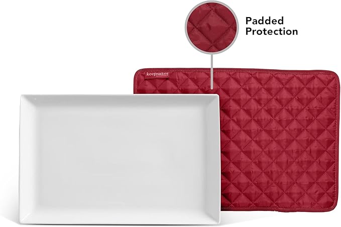 Covermates Keepsakes - Quilted Divider Set - Set of 4 - Scratch & Breakage Protection - Stain Resistant - Machine Washable - China Storage, Red