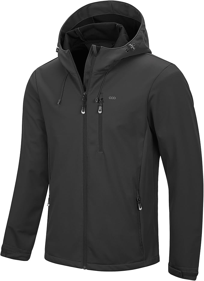 33,000ft Men's Softshell Jacket with Hood Waterproof Windbreaker Lightweight Rain Shell Jacket for Outdoor Hiking Travel
