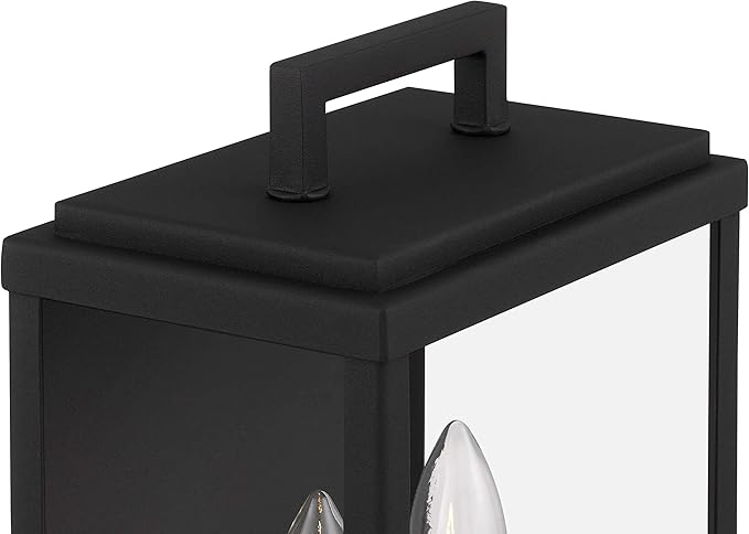 Eva Outdoor Wall 2-Lights Exterior Wall Lantern Fixtures with Clear Glass Shade, Matte Black Wall Sconce, Weather Resistant for for Entryway, Doorway, Corridor, Balcony and Porch