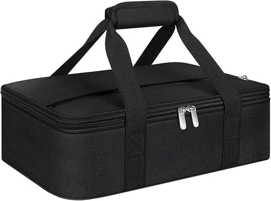 Insulated Casserole Carrier, Portable Casserole Carrier for Hot or Cold Food Lunch Tote Warmer or Cooler Bag, Lasagna Lunch Bag for Potluck Parties- Fits 9" x 13" Baking Dish-Black