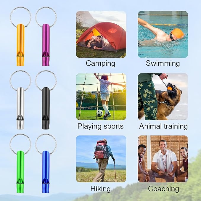 12 Pcs Emergency Whistle Survival,Gather Team Members Outdoors,Hyper Whistle Keychain, 571534_1_y6pB5tXFy