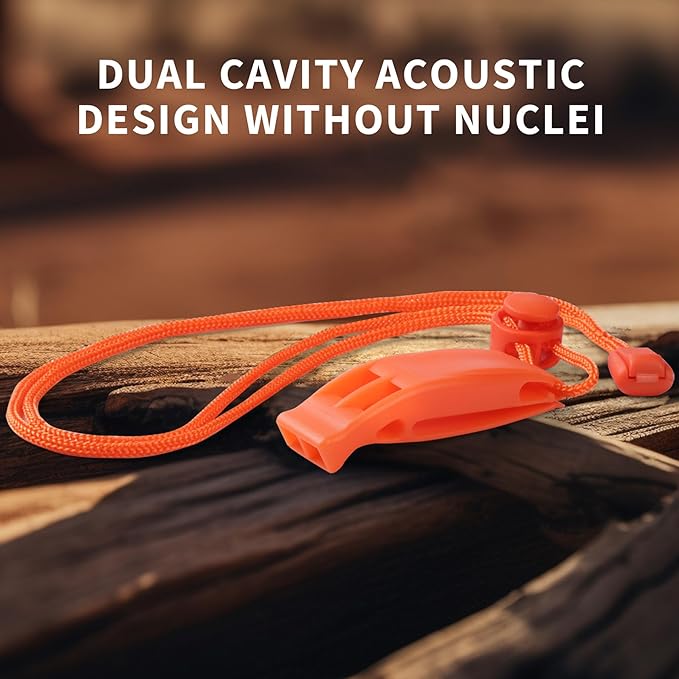 2-Pack Whistle Emergency Safety with Lanyards - High Decibel Survival Whistle for Life Jackets, Boating, Kayaking, Hiking, Hunting & Rescue