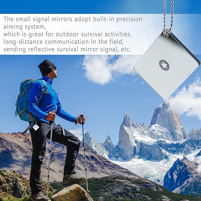 2 Pieces Signal Mirror - 2 x 3 Inch Outdoor Multifunctional Signal Emergency Mirror for Hiking & Marine