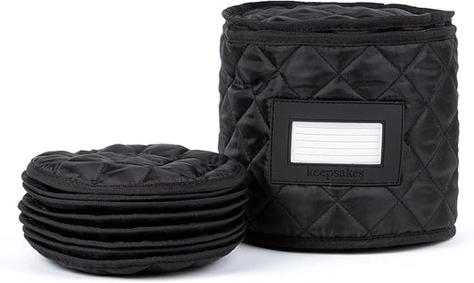 Covermates Keepsakes - Dish Storage - Padded Protection - ID Window - Stain Resistant - Machine Washable - China Storage, Black