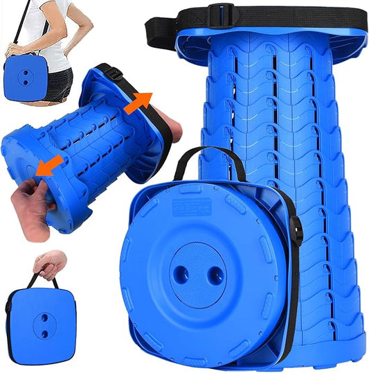 Fishboy Upgraded Square Collapsible Stool, 400lbs Max Weight, Lightweight But Sturdy, Portable Retractable Folding Telescoping Foldable Camping Stool for Adults Outdoor Fishing Hiking Travel BBQ