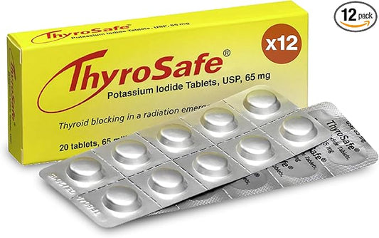 65mg Potassium Iodide Tablets (240 Pack) - Protects Your Thyroid from Nuclear Radiation Exposure