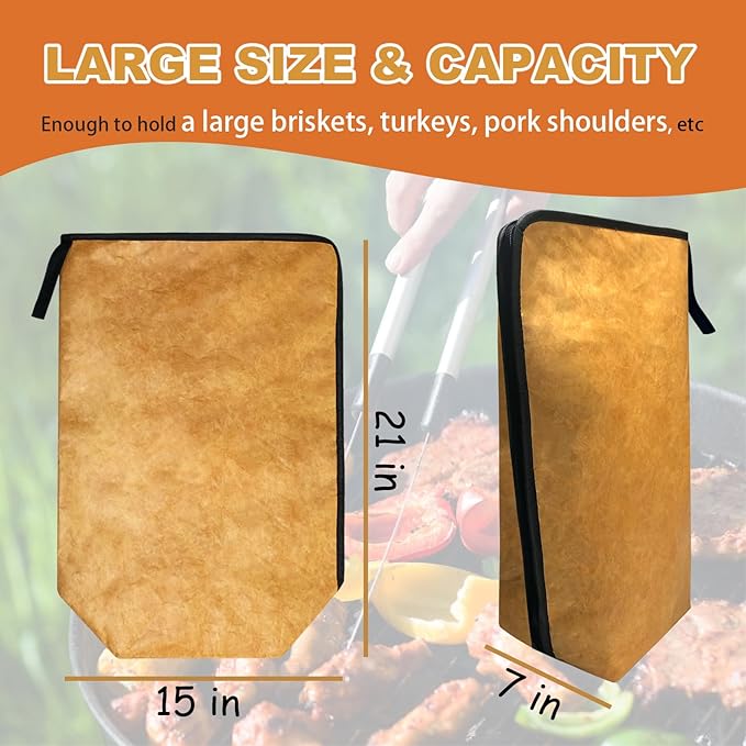 BBQ Meat Blanket for Resting Meat, Insulated Meat Resting Bag with Meat Smoking Guide for BBQ Smoking, Reusable Wide Mouth Resting Blanket for Large Briskets/Turkeys/Pork Shoulders