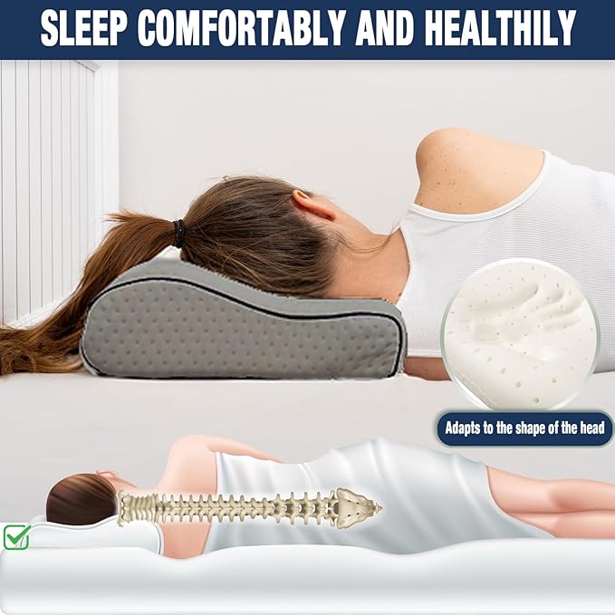 Memory Foam Pillow for Travel and Camping with Extra Cotton Cover – Easy to Carry Portable Bag (Grey Contour)