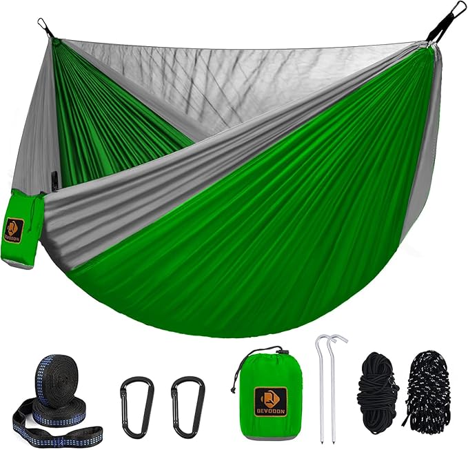 Camping Hammock, Portable Hammocks with Mosquito Net,Lightweight Nylon Parachute Hammock with 10ft Tree Straps,Camping Gear Must Haves for Travel Hiking Backpacking Beach Patio