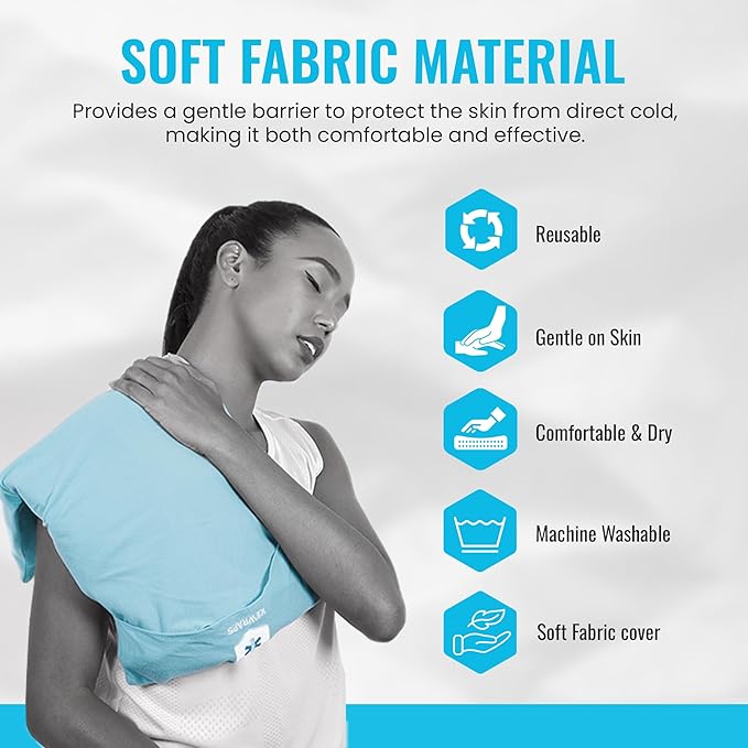 ICEWRAPS Extra Cover ONLY for 10"x14" Clay Ice Pack | Reusable and Washable Soft Fabric Cover for Cold Pack | Fabric Cold Compress Sleeve | 10"x14" Soft Ice Pack Cover | Blue Fabric Cover Only