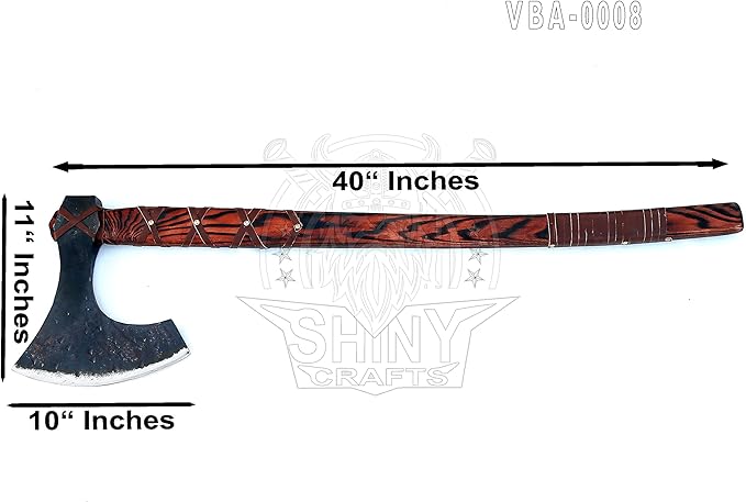 SHINY CRAFTS-Axes Handmade Viking Axe Hatchet Norse Axe- 40" Long Two-Handed Berserker Axe Forged Axe - Bearded Axe - with Sheath (VBA-08)