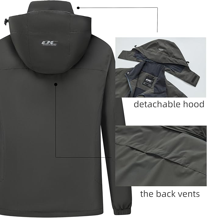 Diamond Candy Men's Hooded Waterproof Jacket Lightweight Rain Jacket Outdoor Casual Sportswear