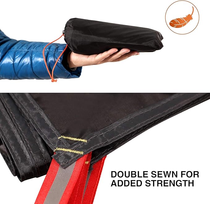 REDCAMP Ultralight Tent Footprint, PU 2000 Waterproof Camping Tent Tarp with Drawstring Carrying Bag for Ground Camping Hiking (83"x87" UL Black)