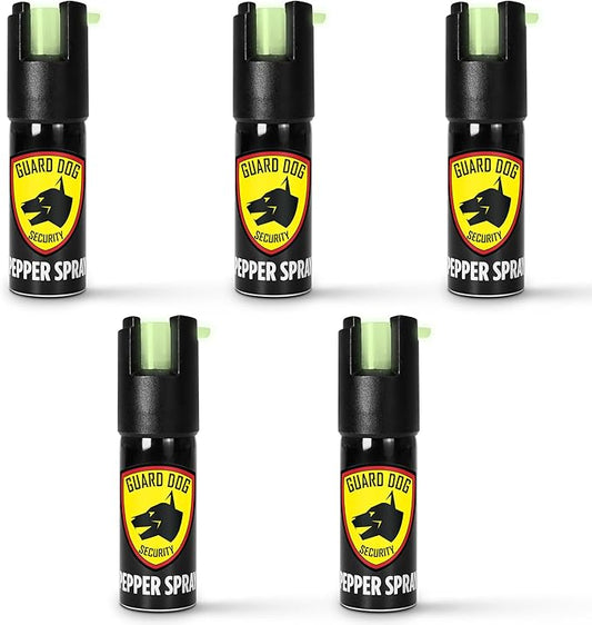 Guard Dog Security Self Defense Pepper Spray Glow in The Dark, OC Spray, UV Dye, Twist Top, Compact Size Self Defense Tool for Women and Men, Police Grade Formula, Up to 16 Feet Long Range