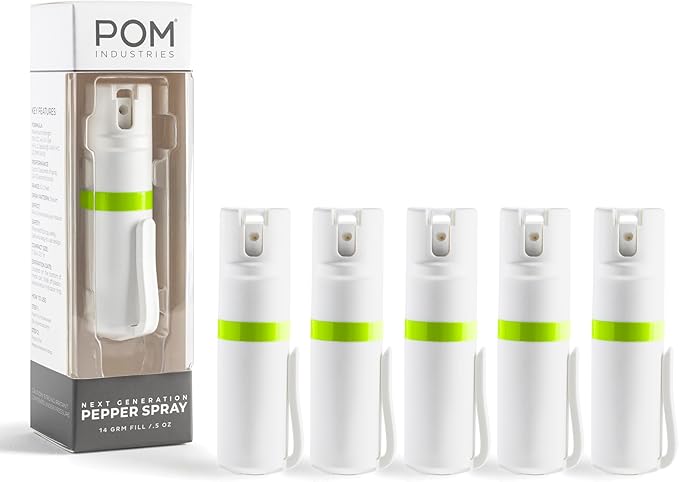 POM Pepper Spray Pocket Clip, Quick Flip Top Safety, Maximum Strength OC Formula with UV Marking Dye, Safe Compact and Tactical Design for Everyday Carry, 25 Bursts, 10 ft Range, 0.5 fl oz