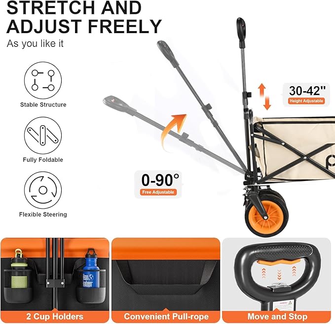 Electric Collapsible Garden Wagon Cart with Wheel,Rolling Foldable Metal Utility Wagon Carts,100w Power and 300lb Capacity, Portable for Camping,Sports,Shopping,Groceries,Laundry