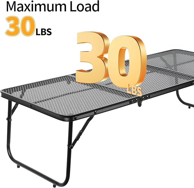 Grill Table Camping Table 3FT Foldable Small Folding Table Low Picnic Table Portable Stand Mesh Outdoor Indoor Card BBQ RV Black 35.4×15.7×9.4 inch