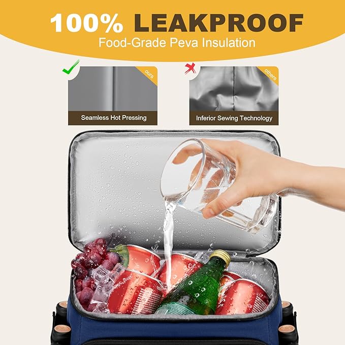 Cooler Backpack - 40 Cans Insulated Backpack Cooler for Men & Women, Portable 2 Leak Proof Compartments Coolers Bag for Beach Travel Picnic Lunch Hiking BBQ Camping - MIYCOO