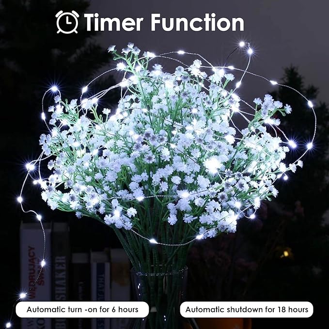 4-Pack Fairy Lights Battery Operated with Remote, Waterproof 33FT 100 LED Battery String Lights Outdoor Indoor, 8 Modes Twinkle Lights with Timer for DIY Home Centerpiece Christmas Decor (Cool White)