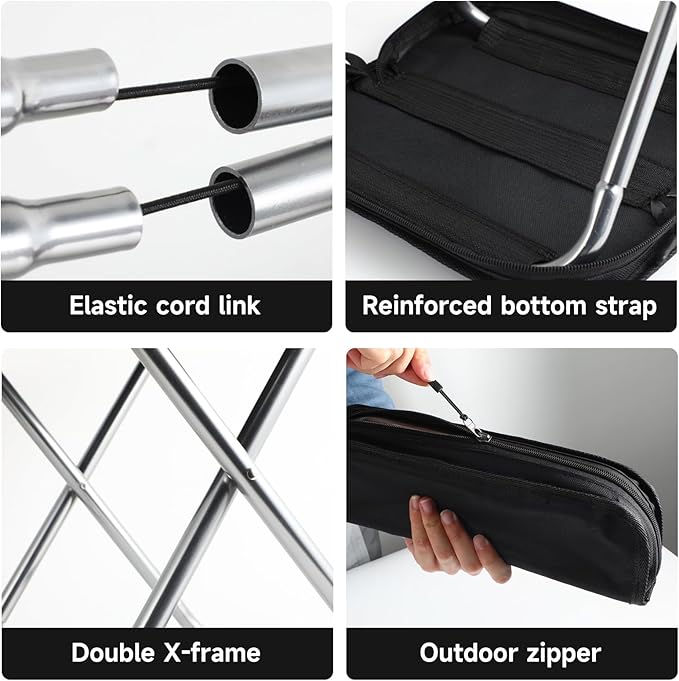 Camping Stool，Portable Foldable Stool aldult Collapsible Chairs Fishing Stool for Outdoor Hiking 300 LBS Load Black 2-Piece Set