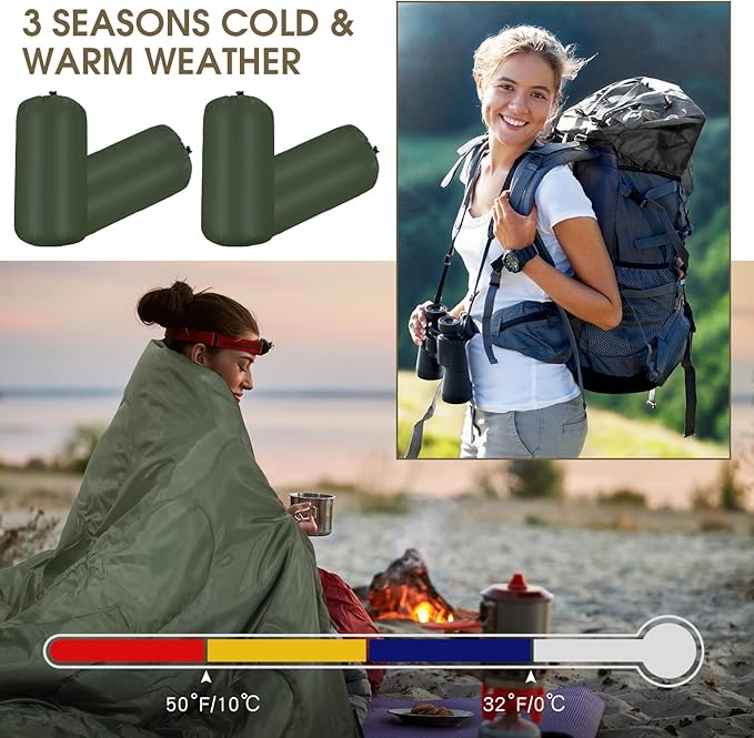 10 Pcs 0 Degree Camping Sleeping Bags Bulk for Adults Cold Weather Sleeping Bags 4 Season Warm Waterproof Lightweight with Compression Sack for Backpacking Hiking Travel Homeless