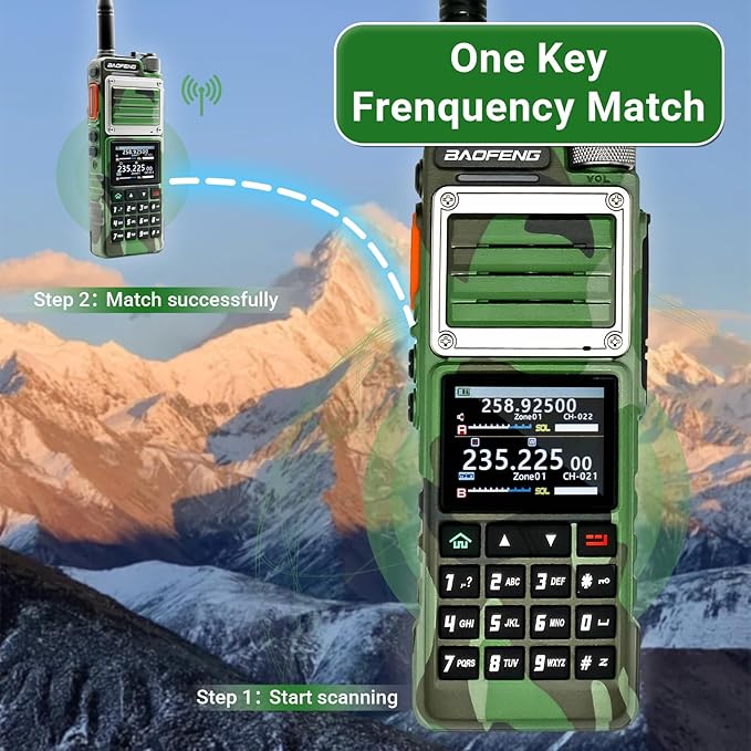 BAOFENG UV-25 PRO 10W Heavy Duty Radio Handheld Tri Band Baofeng Waterproof Radio Tri Band Ham Radios 999CH 5200MAh BatteryType-C Charging UHF VHF MW FM Air NOAA Multi-Band Receiver (Green)