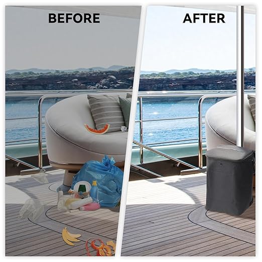 Boat Trash Can, Portable Boat Trash Bag, Reusable Boat Garbage Bag, Easy to Install & Clean, 3.96 Gallons Multi-Purpose Boating Equipment Accessories for Fishing Kayak Pontoon Boat(1PCS Black)