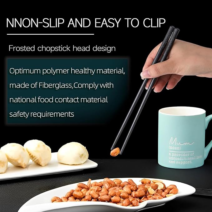 100 Pairs Sakura Fiberglass Sushi 24cm/9.4 Inch Chopsticks, Dishwasher Safe, Japanese Style Non-Slip, for Restaurant & Party, Black.