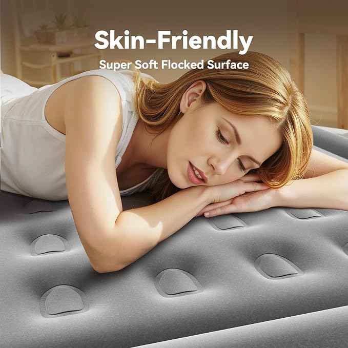 DIVON Full Air Mattress with Built in Pump Raised, 2 Min Self Inflatable Mattress, 18’’ Blow up Mattress for Adults, 660 LBS Portable Air Bed for Guest, Camping, Travel & Floor, Dark Blue