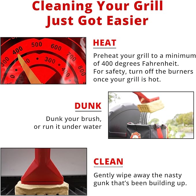 Grill Rescue BBQ Replaceable Scraper Cleaning Head, Bristle Free - Durable and Unique Scraper Tools for Cast Iron or Stainless-Steel Grates, Barbecue Cleaner (Grill Grate Brush with Scraper)