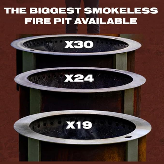 Breeo Smokeless Fire Pit (X Series 30, Stainless Steel) | 34.5 inch Smokeless Firepit for Outside | 94 Pounds | Ideal for Families Compatible with Wide Range of Breeo Accessories