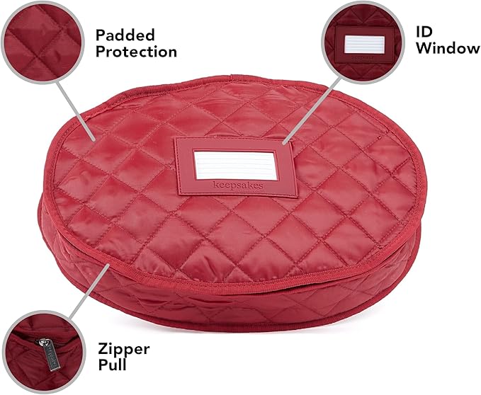 Covermates Keepsakes - Serveware Storage - Padded Protection - ID Window - Stain Resistant - Machine Washable - China Storage, Red