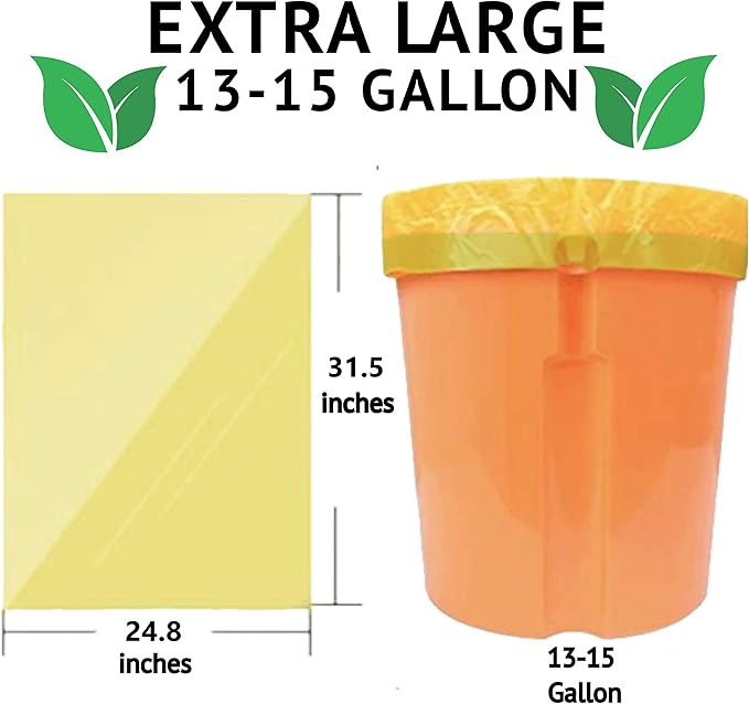 13 Gallon Biodegradable Trash Bags with Drawstrings, 75 Count Plant Based, Code Q Tall Kitchen Compost Bags 50 Liter Bin - Green Garbage Liners - 1.3 mil Thick Heavy Duty and Eco Friendly Trash Bags