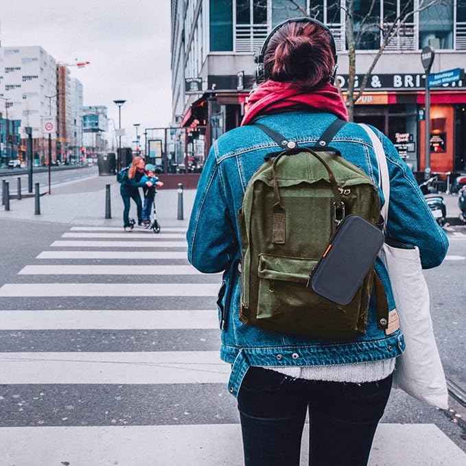 Hard EVA Protective Case - GLCON Portable Storage Case for Charging Cable, Power Bank, Hard Drive, Cell Phone, External Battery - Small Travel Case Mesh Inner Pocket + Zipper Enclosure (Grey Blue)